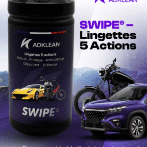 Pot de 80 lingettes Swipe ADKLEAN avec microfibre – Nettoyage et protection voiture, moto et bateau