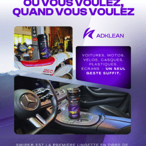 Lingette Swipe ADKLEAN en action sur la carrosserie d’une voiture avec effet brillant et déperlant
